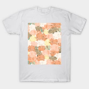 Peonies bouquet in pastel colors T-Shirt